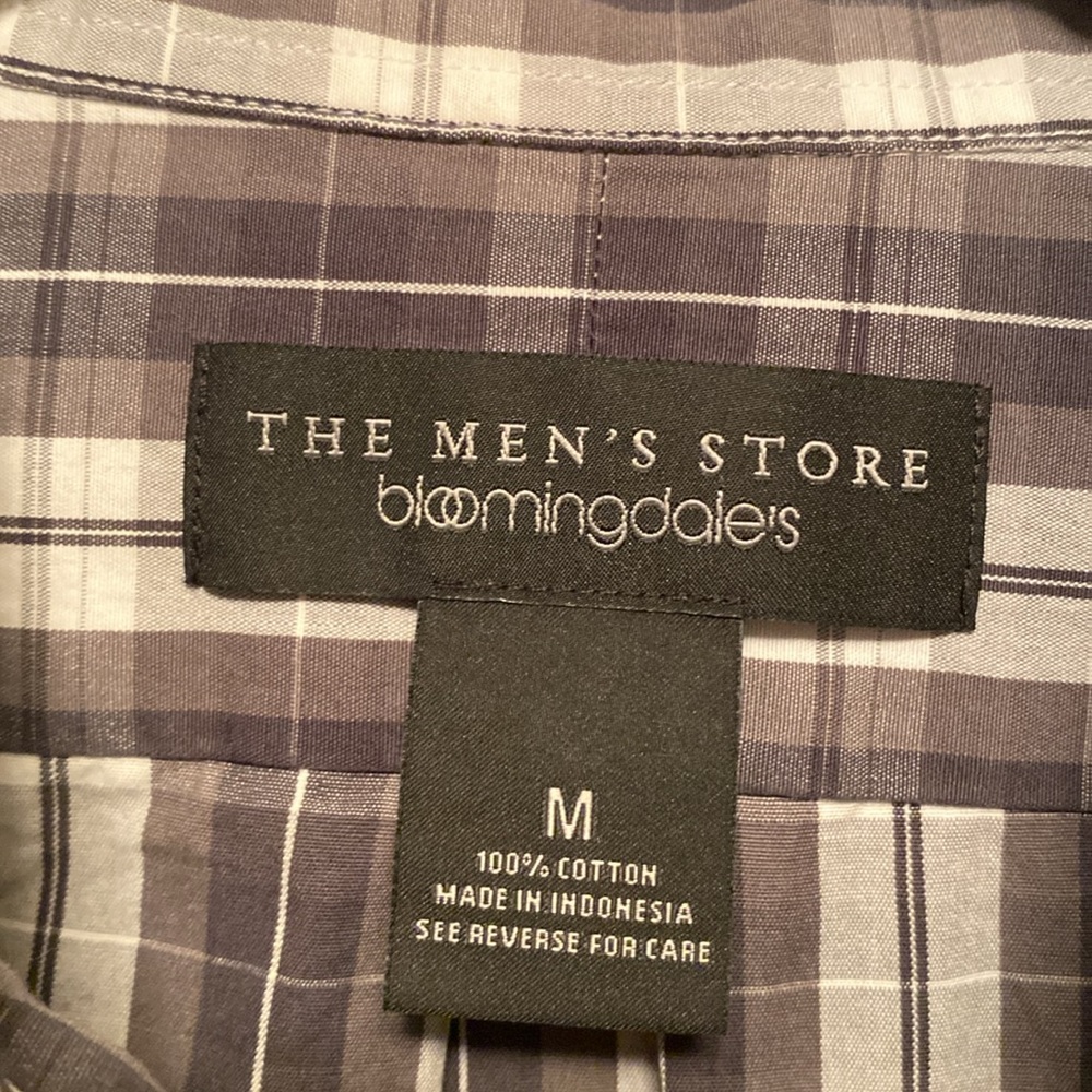 Brand New The Men’s Store Bloomingdale's Charcoal Patterned Shirt…size M - Picture 4 of 5